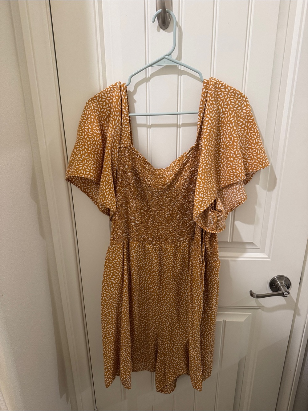 Ava & Viv Mustard Yellow Printed Smocked Romper